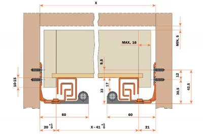 6558/500 Unica Комплект направляющих L=500мм полного выдвижения с доводчиком и защёлкой