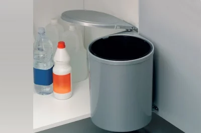 Ведро для мусора (13л), пластик серый металлик