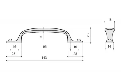 Ручка-скоба 96-128мм, отделка серебро старое + вставка