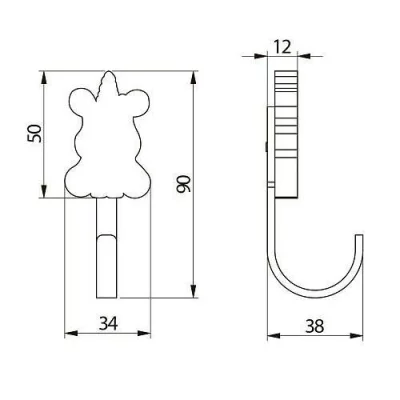 GTV: Крючок мебельный WM-UNICORN единорог, розовый: WM-UNICORN-RZ