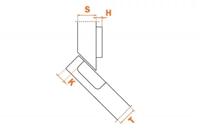 Петля 45" угловая (толщина фасада до 32 мм)