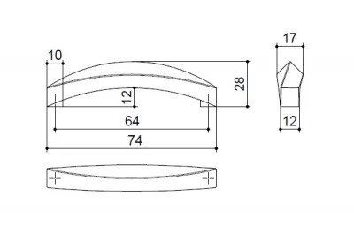 Ручка-скоба 64мм, отделка сталь шлифованная