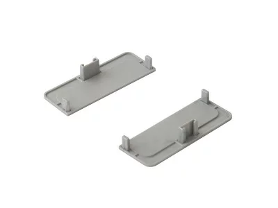 Комплект торцевых заглушек сплошных среднего профиля GOLA Alphalux(2 части:L+R), пластик серый