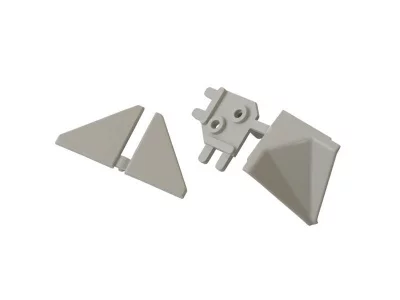 Комплект соединителей треугольного пристеночного бортика под вставку,(3ч.:2 загл., 90гр.внут) пластик, серый