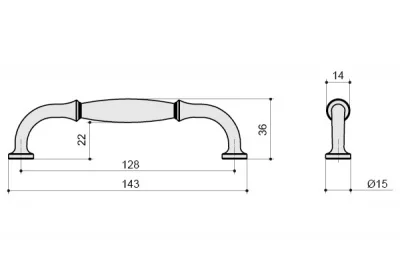 Ручка-скоба 128мм, отделка железо