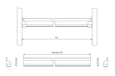 Профиль-штанга 1930 для LED подсветки, L=2000 мм, отделка алюминий