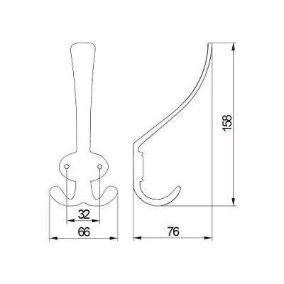 GTV: Крючок мебельный CORUNA, большой, черный матовый: WZ-CORUNA-D-20M