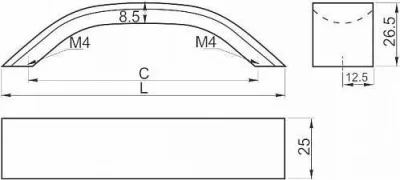 GTV: Ручка алюминиевая UA-B337 C=160, черная UA-00-337160-20M