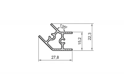 Угол 135&quot; внешний, отделка сталь шлифованная