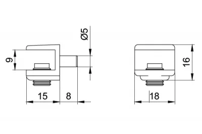 Полкодержатель П-образный на бобышке, для стекла 9мм, отделка никель (за 100 штук)
