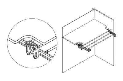 Рамка выдвижная с держателями для брюк, 570-1000мм, отделка коричневая