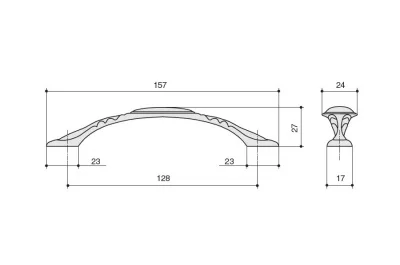 Ручка-скоба 128мм, отделка серебро старое
