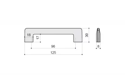 Ручка-скоба 96мм, отделка никель шлифованный