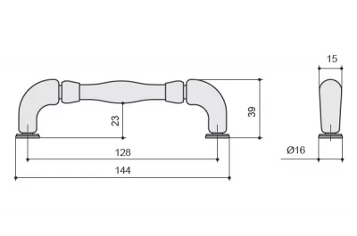 Ручка-скоба 128мм, отделка бронза античная