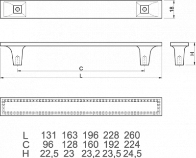 Ручка мебельная LUCCA, C=160мм, хром GTV UZ-LUCCA160-01