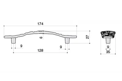 Ручка-скоба 128 мм, отделка золото матовое "Милан"