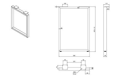 Опора для стола Мадрид l.595, h.870, отделка черный бархат (матовый)