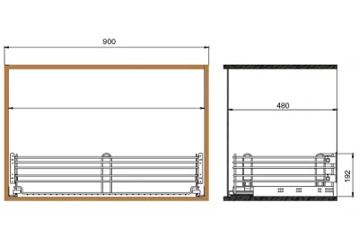 Сетка выкатная сплошная под мойку в базу 900, с доводчиком Blumotion