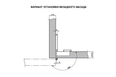 База для вкладной петли серии 3000, угол открывания 180°, отделка никель