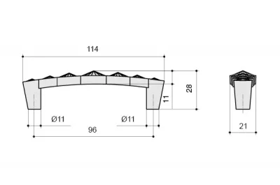 Ручка-скоба 96мм, отделка хром глянец + горный хрусталь