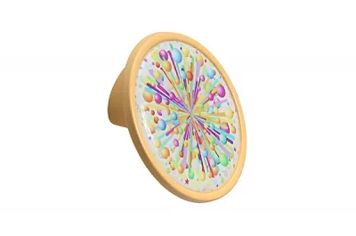 Ручка-кнопка 32мм, отделка желтый матовый + вставка