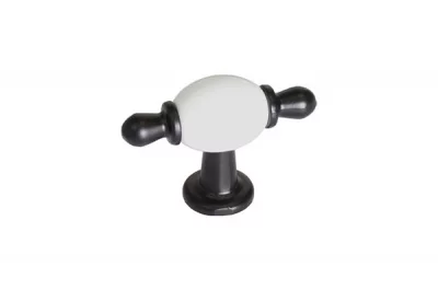 Ручка-кнопка, отделка черный матовый + керамика