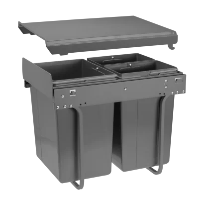 GTV: Сегрегатор для модуля 400 мм (20L+2x10L) антрацит, без крепления фасада, с доводчиком: PB-45-202X10-60A