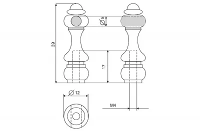 Держатель фигурный сквозной, отделка золото