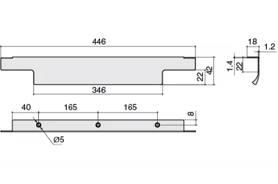 Ручка накладная 446мм (165/165), отделка сталь шлифованная