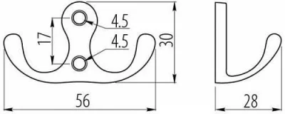 GTV: Мебельный крючок K-24 C0, старое золото WZ-C0-K24-04