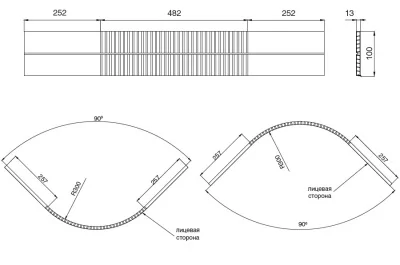 1949 Закругление универсальное для цоколя ПВХ Н.100, орех морёный