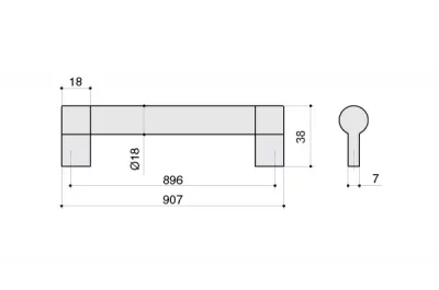 Ручка-скоба 896мм, отделка никель матовый