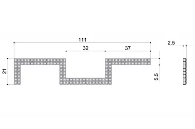 Накладка декоративная фигурная с кристаллами, левая, отделка никель + горный хрусталь