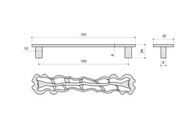 Ручка-скоба 160мм, отделка бронза античная французская