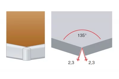 Угол 135" внешний для столешниц Н60, нержавейка