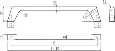 Ручка мебельная UZ-G2 C=224, хром GTV UZ-G2-224-01