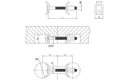 Стяжка столешницы L=100мм, отделка цинк