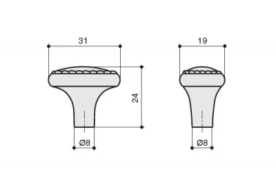 Ручка-кнопка 32х20, отделка бронза английская