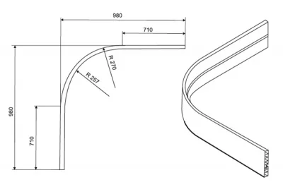 183/813 Закругление для цоколя ПВХ Н.120, под шлифованную нержавеющую сталь