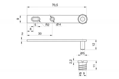 Петля декоративная торцевая, отделка бронза античная