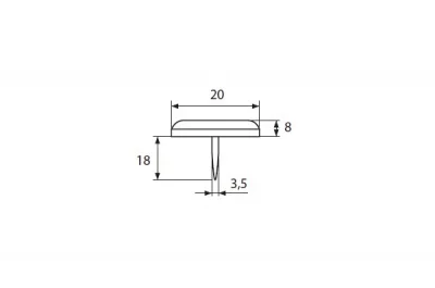 Подпятник с гвоздиком d.20мм, тефлон серый