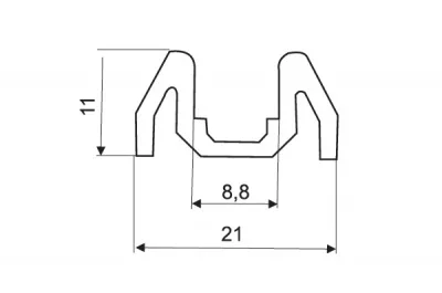 Направляющая накладная, цвет Хром Глянец, L=2.50м