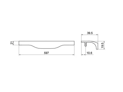 Профиль-ручка, длина 597мм, нержавеющая сталь