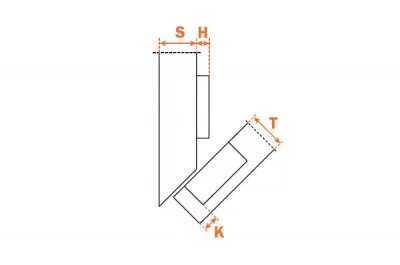 Петля (-45") угловая (толщина фасада до 32 мм)