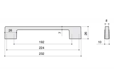 Ручка-скоба 224-192мм, отделка хром матовый лакированный