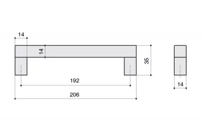Ручка-скоба 192мм, отделка алюминий анодированный