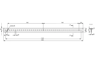 Рейлинг перфорированный l.1200мм, отделка белый бархат (матовый)