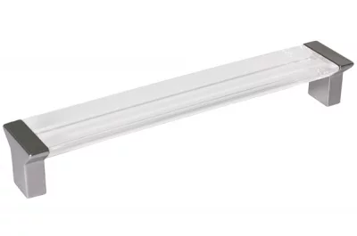 Ручка-скоба 160мм, отделка хром матовый + транспарент прозрачный
