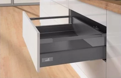 Hettich: 9234550: Комплект короба InnoTech Atira полного выдвижения с демпфером Silent System, H144, NL420, с релингом, антрацит