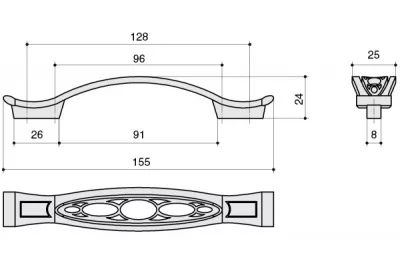 Ручка-скоба 128-096мм, отделка серебро античное